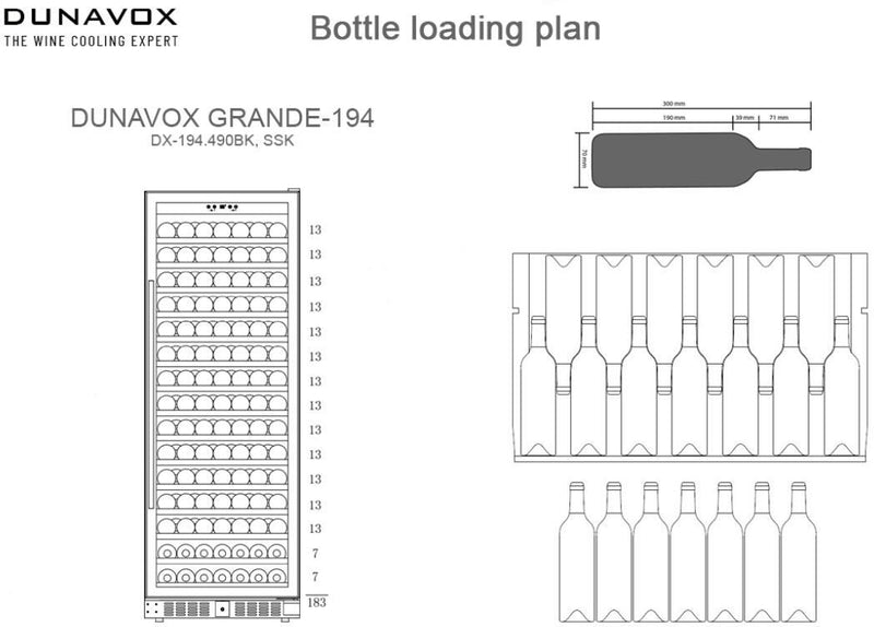 Dunavox Built In Wine Cooler DX-194-490SSK - Stainless Steel