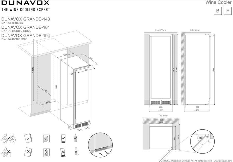 Dunavox Built In Wine Cooler DX-194-490SSK - Stainless Steel