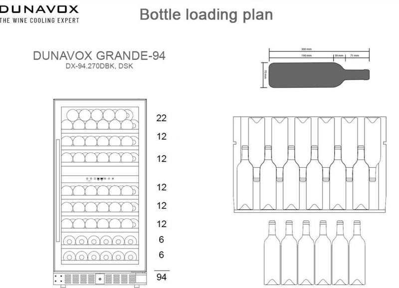 Dunavox Built In Wine Cooler DX-94-270DBK - Black