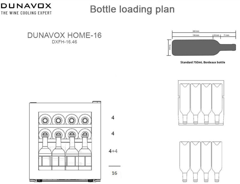 Dunavox Freestanding Wine Cooler DXFH-16-46 - Black