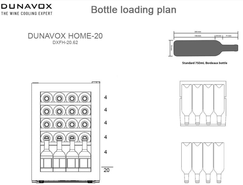Dunavox Freestanding Wine Cooler DXFH-20-62 - Black