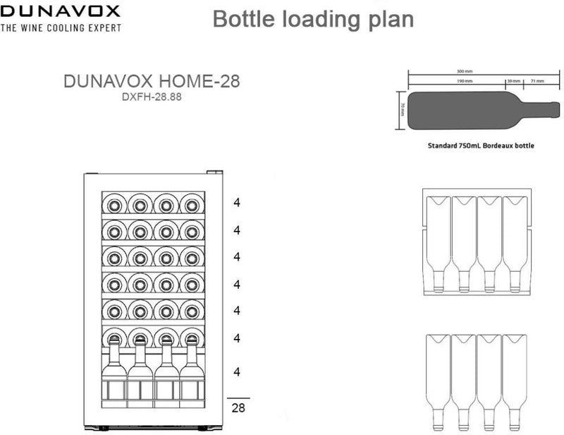 Dunavox Freestanding Wine Cooler DXFH-28-88 - Black
